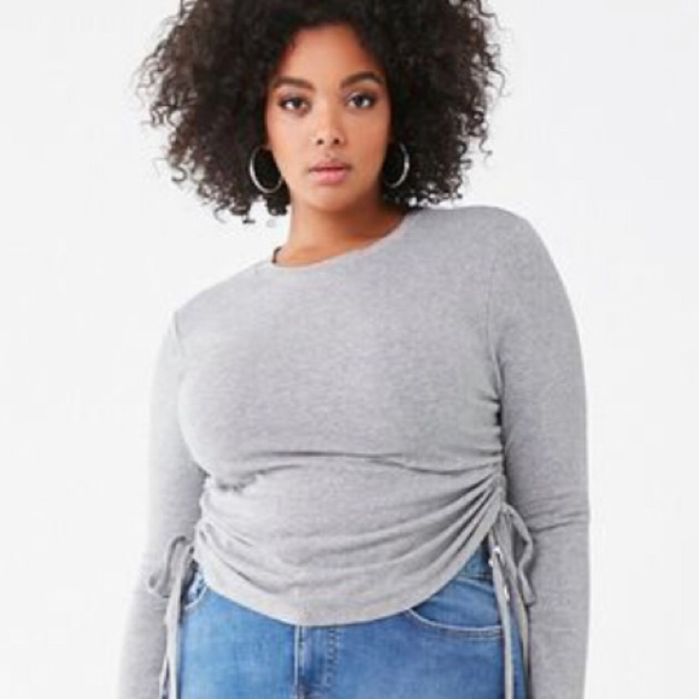 Plus Size Ruched Drawstring Top